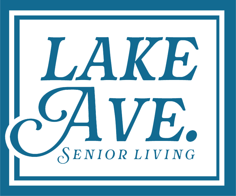 Lake Ave. Senior Living logo with blue and black colors.